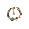Bracelet with beryl stone and metals plated in gold and antique gold