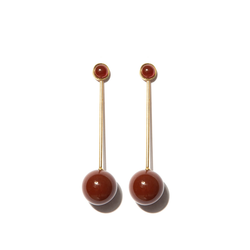 Earring Lia ball point Agate gold-plated