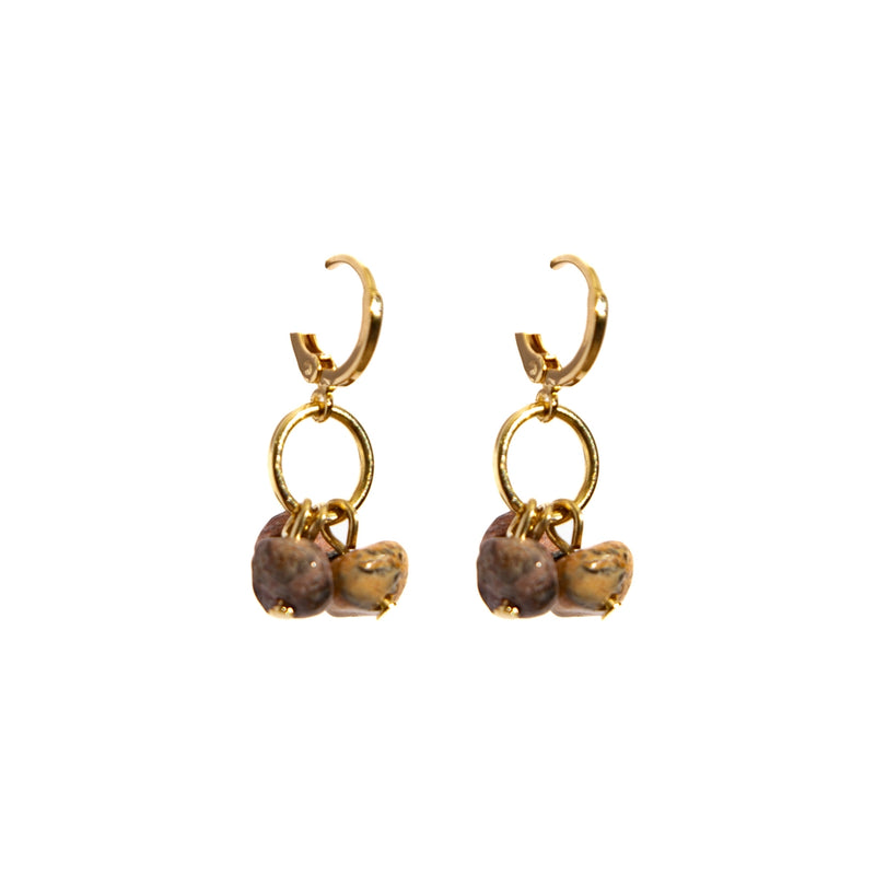 Natalia's earring with natural stones, gold-plated