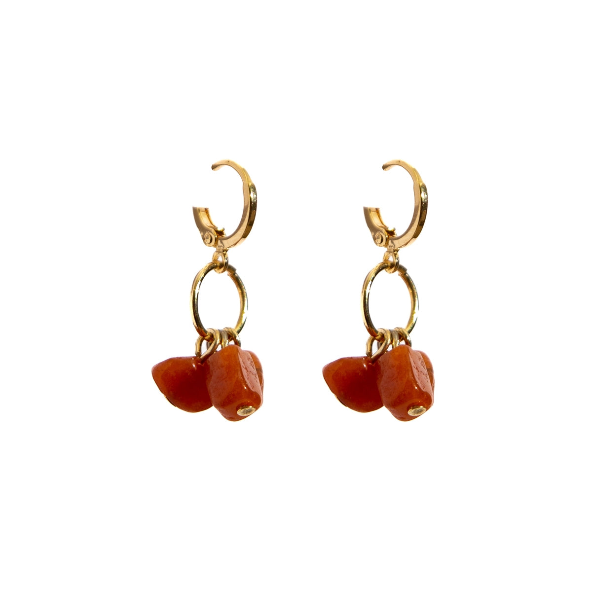 Natalia's earring with natural stones, gold-plated