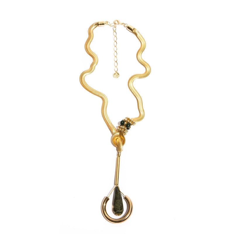 Luxurious and Elegant Gold-Plated Necklace with Tiger Eye Stone