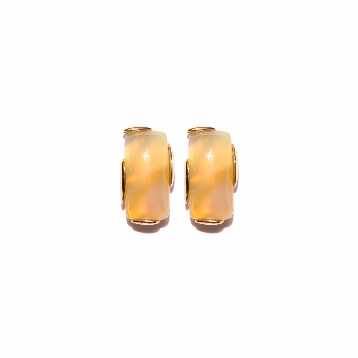 Gold-Plated Earrings with Agate Stone