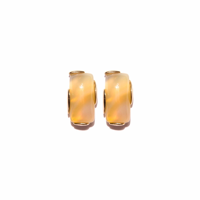 Gold-Plated Earrings with Agate Stone