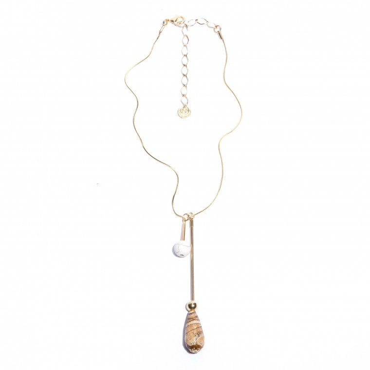 Medium Gold-plated Double Howlite Necklace