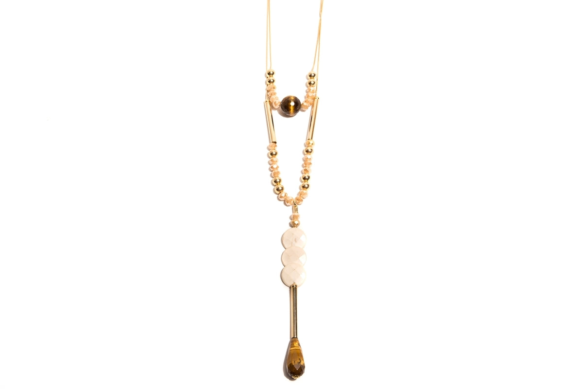 Long Necklace with Gold-Plated Metals