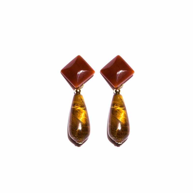 Tiger's Eye and Agate Stone Earrings