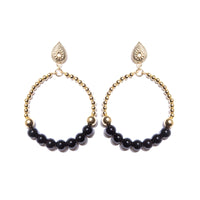 Gold-plated with Agate Hoop Earrings