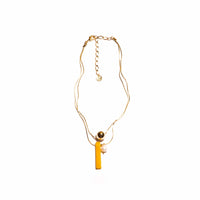 Agate Stone and Baroque Pearl Two Layer Gold-Plated Necklace