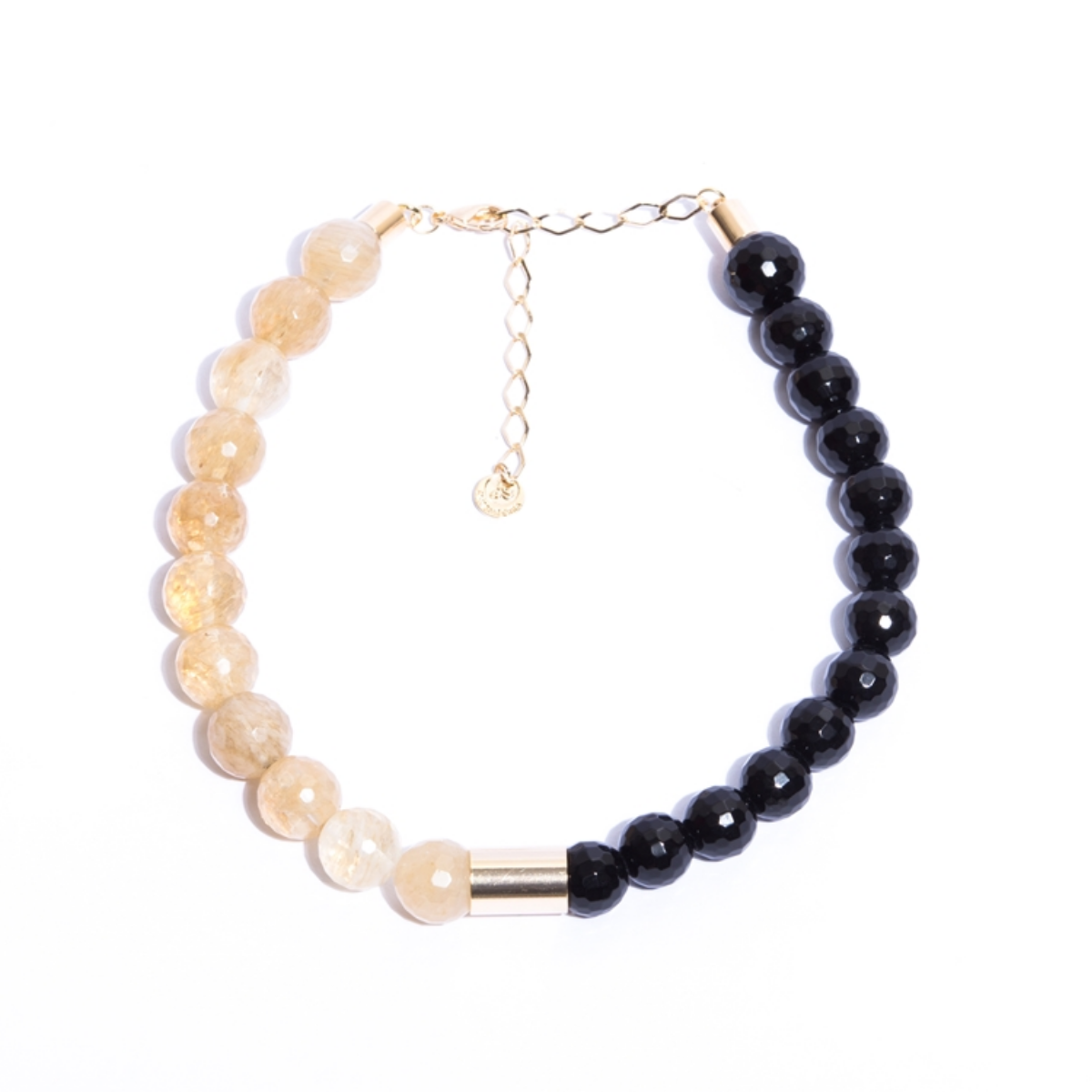 Onyx Stone Gold-Plated Choker with Rutile and Crystals