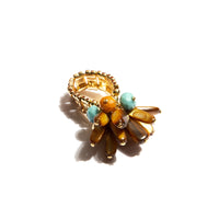 Gold-Plated Ring with Mother-of-Pearl Bunch and Crystals