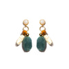 Gold-Plated Howlite Drop Earrings, Onyx Laguna, White Agate and Crystals