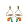 Gold-Plated Earrings Made of Orange and Blue Howlite Stones