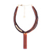 Gold-Plated Necklace with Long Agate Stone Fillet and Ecological Leather