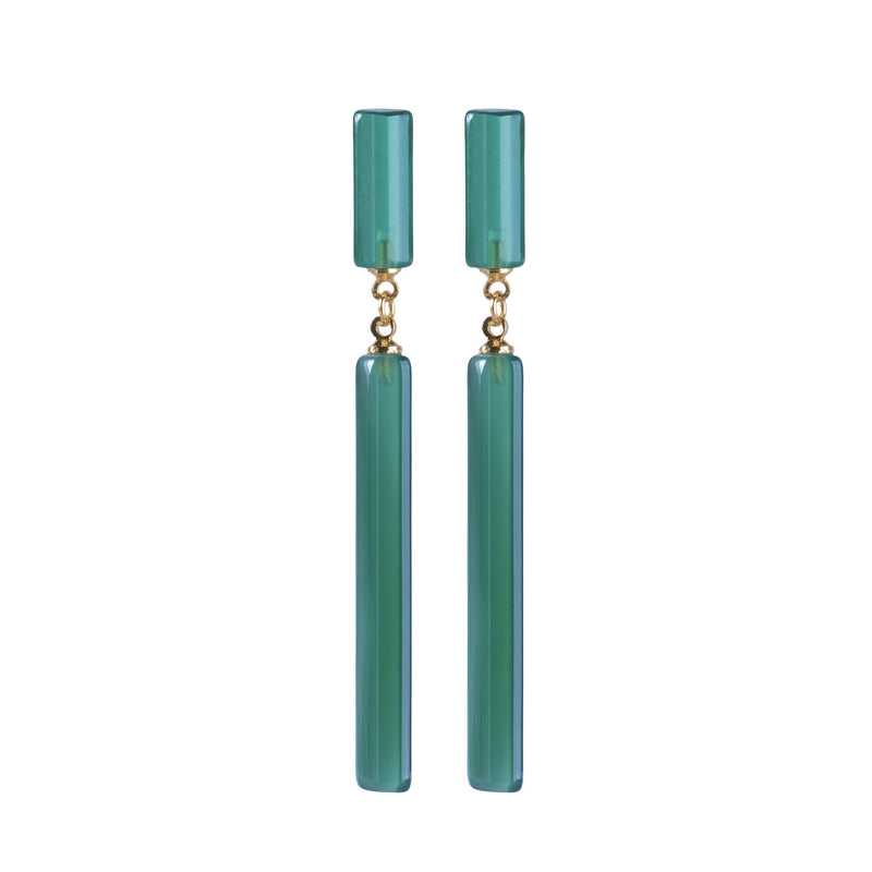 Thin Agate Stone Earrings with Gold-Plated Metals