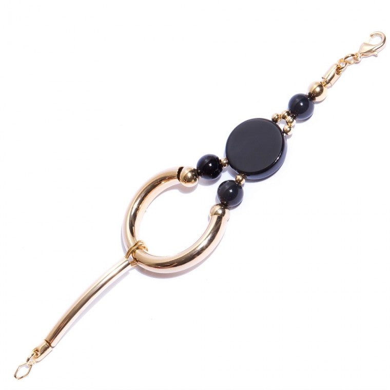 Gold-Plated Bracelet with Agate Stones