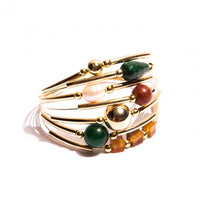 7 Layers Gold-Plated Bracelet, Jade, Agate and Baroque Perls