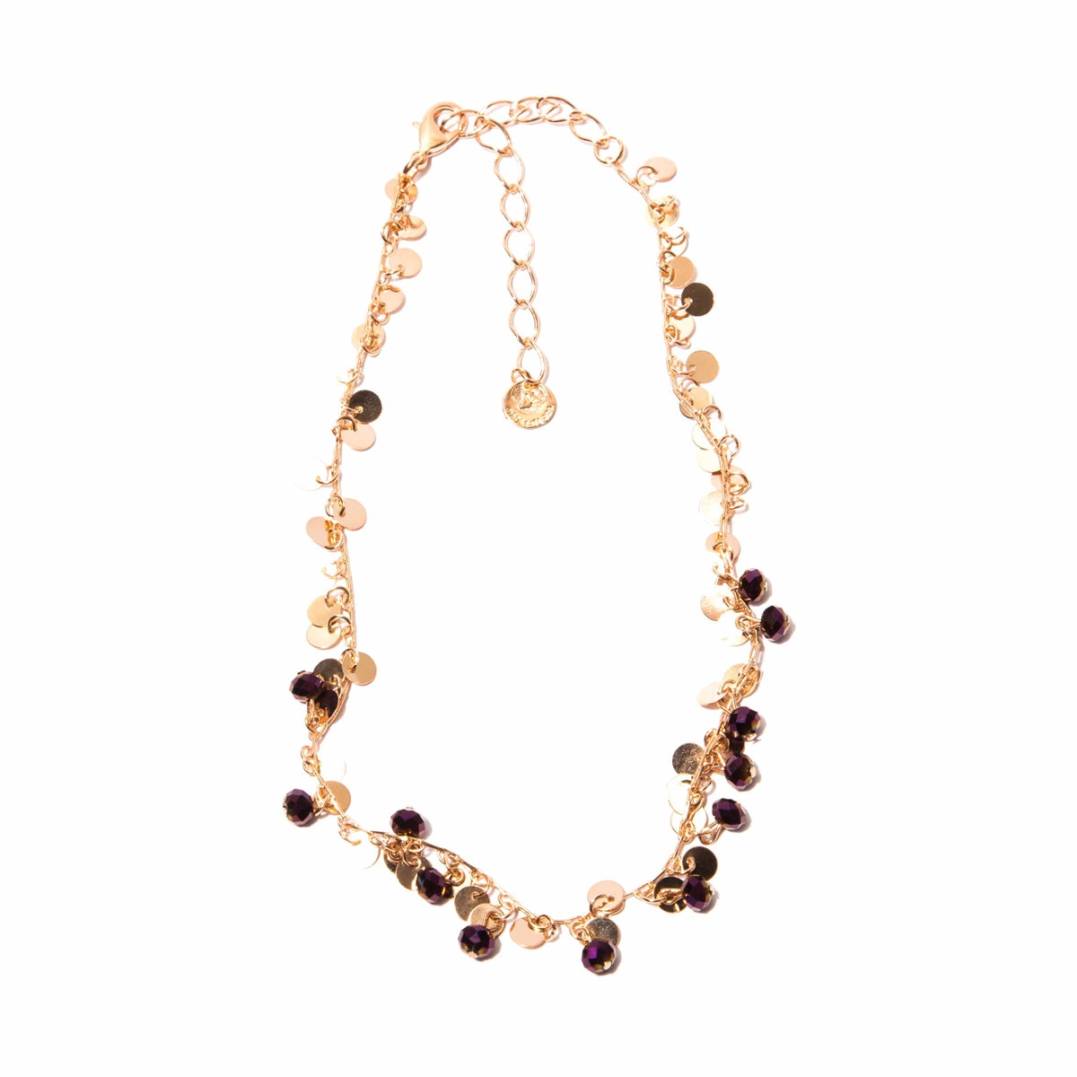Choker rose Gold-plated, purple crystals and rose gold-plated pendants