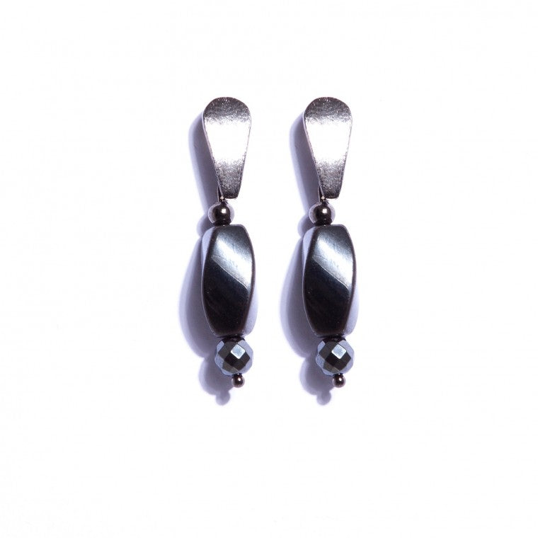 Graphite-Plated Earrings and Hematite Stone