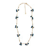 Gold-Plated Long Crystal Necklace With Jasper Black Net Beads