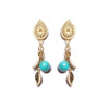 Short Earring Made of Mother-of-Pearl, Turquoise Spheres and Gold-Plated Metals