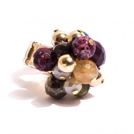 Gold-Plated Zionite, Quartz, Pearl Shell and Crystals