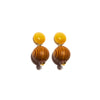 Medium Gold-Plated Earring with Wood, Ceramic and Agate